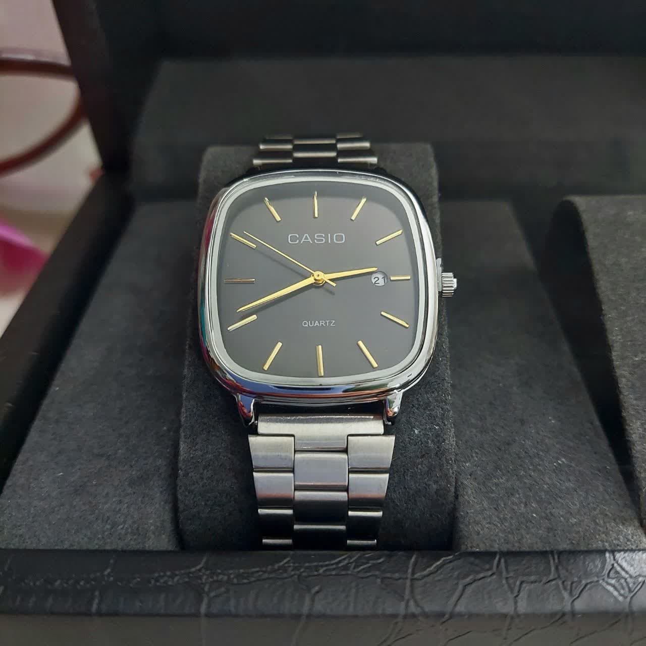 ساعت مردانه کاسیو Casio نقره ای همراه دستبند و حلقه انگشتر — تصویر ۳