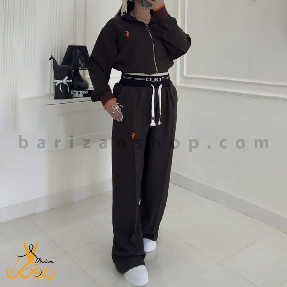 ست سویشرت و شلوار کمرکش بافت زنانه هرمس مدل polo (فروش عمده)