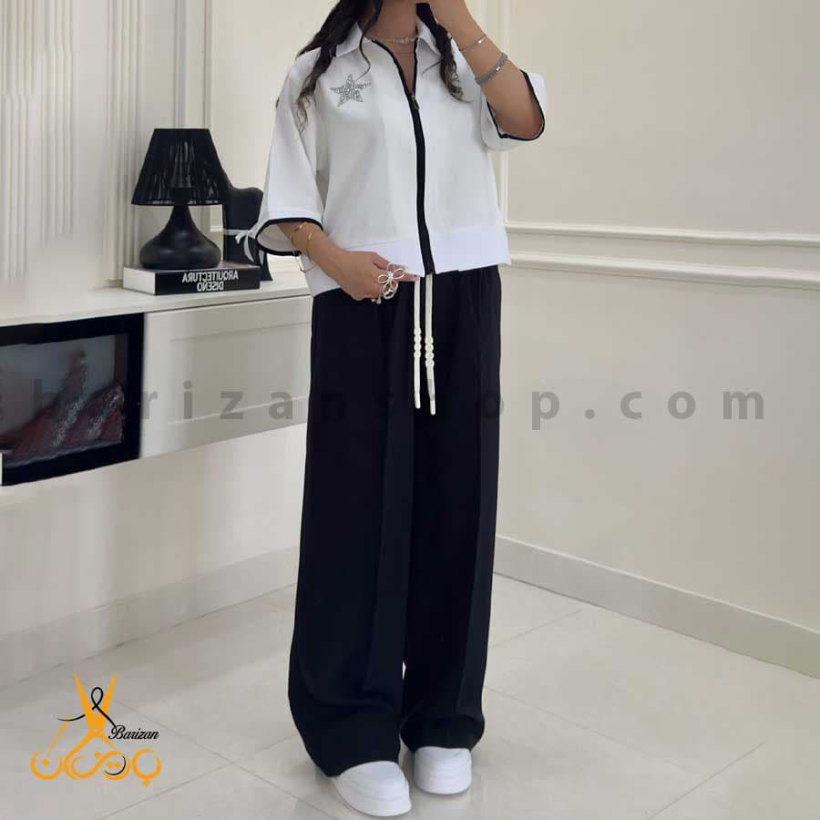 ست سویشرت و شلوار زنانه کتان سیلک ستاره (فروش عمده)