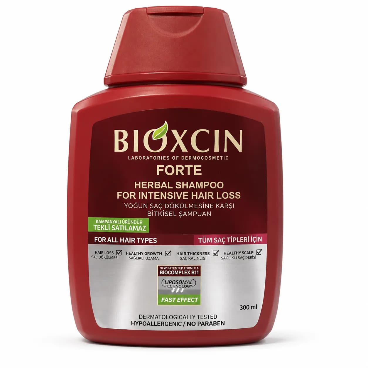 شامپو گیاهی ضدریزش مو بیوکسین فورته Bioxcin Forte حجم ۳۰۰ میلی‌لیتر