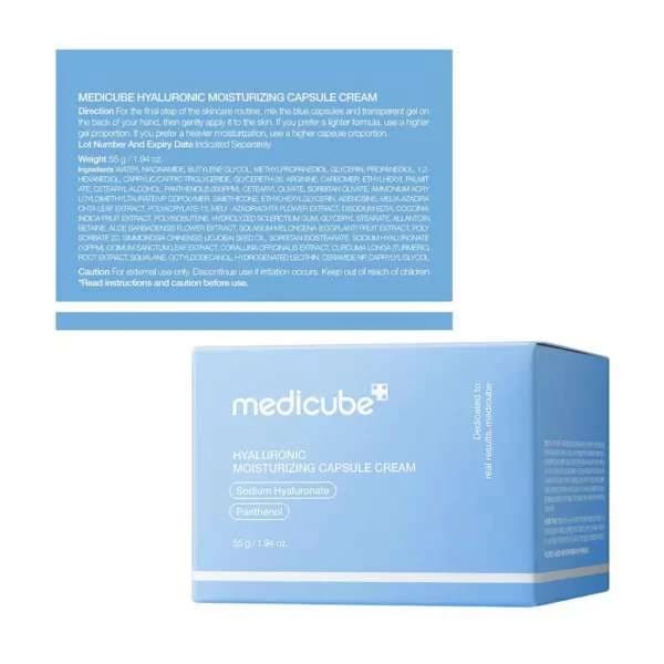 کرم آبرسان و ترمیم‌کننده مدی‌کیوب مدل Hyaluronic Acid Capsule Cream – حجم 55 گرم