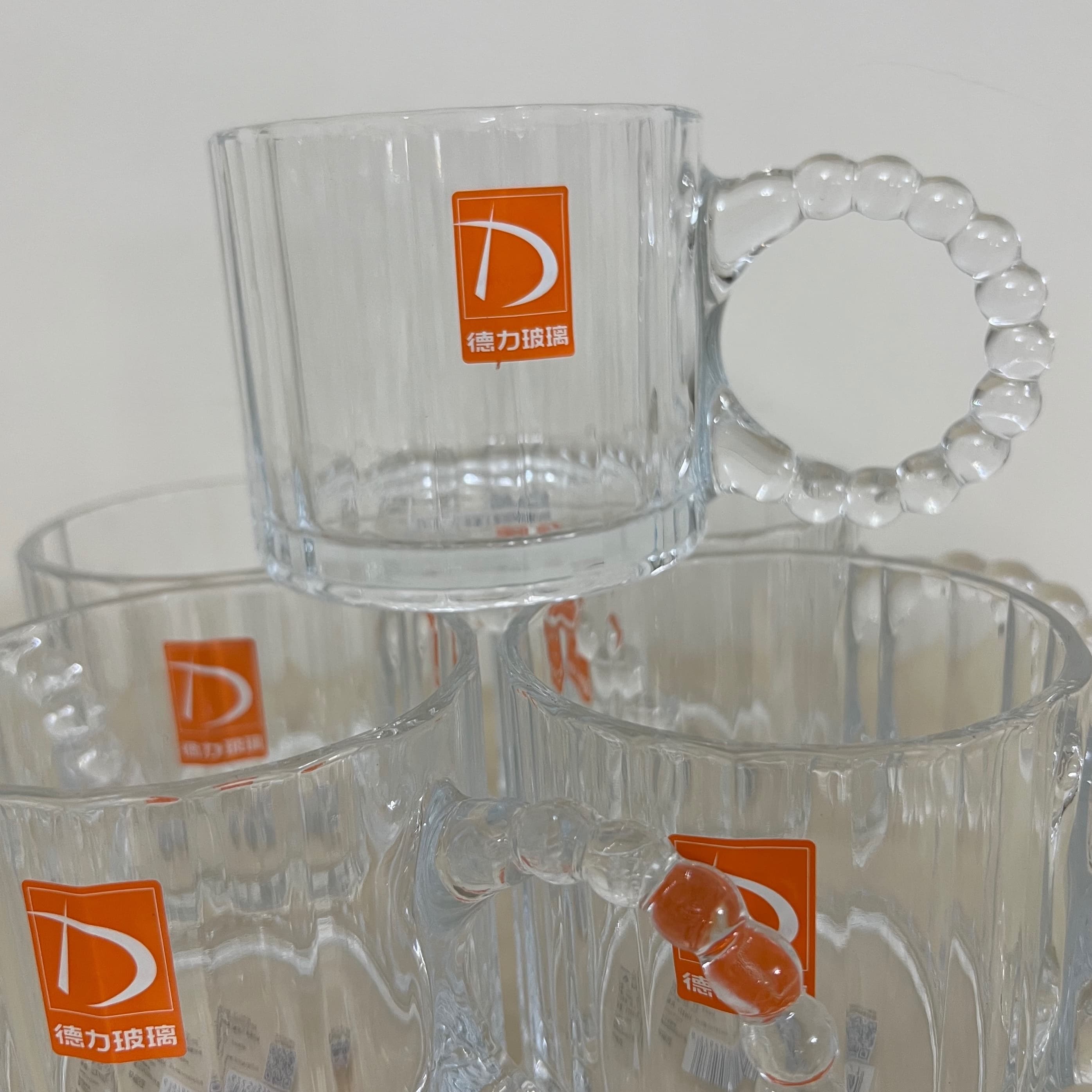 لیوان بلور دسته مرواریدی دلی گلس(deli glass)دست ۶ تایی