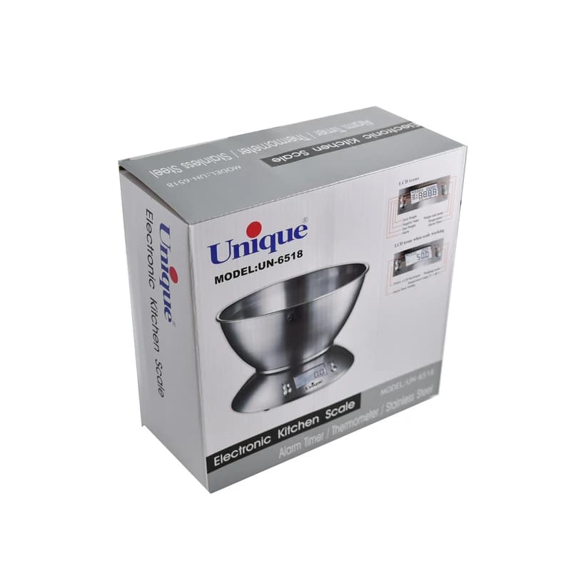 ترازوی آشپزخانه یونیک مدل UN-6518 کاسه دار استیل ۵ کیلویی — تصویر ۴