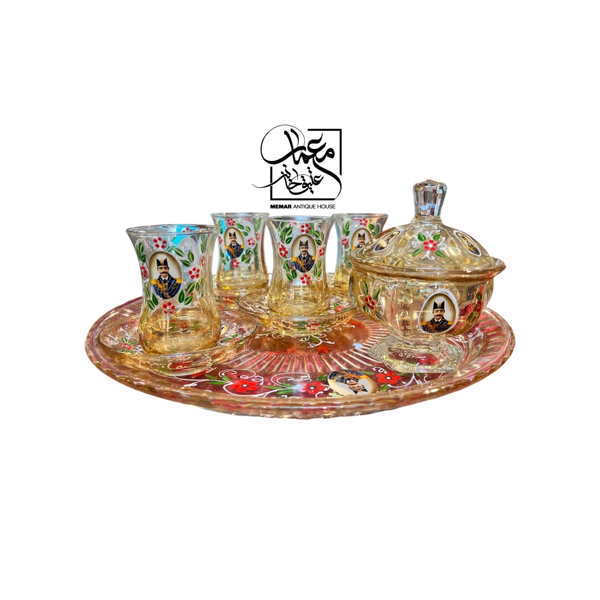 سرویس چایی خوری عباسی ۱۵ پارچه نقاشی کار دست