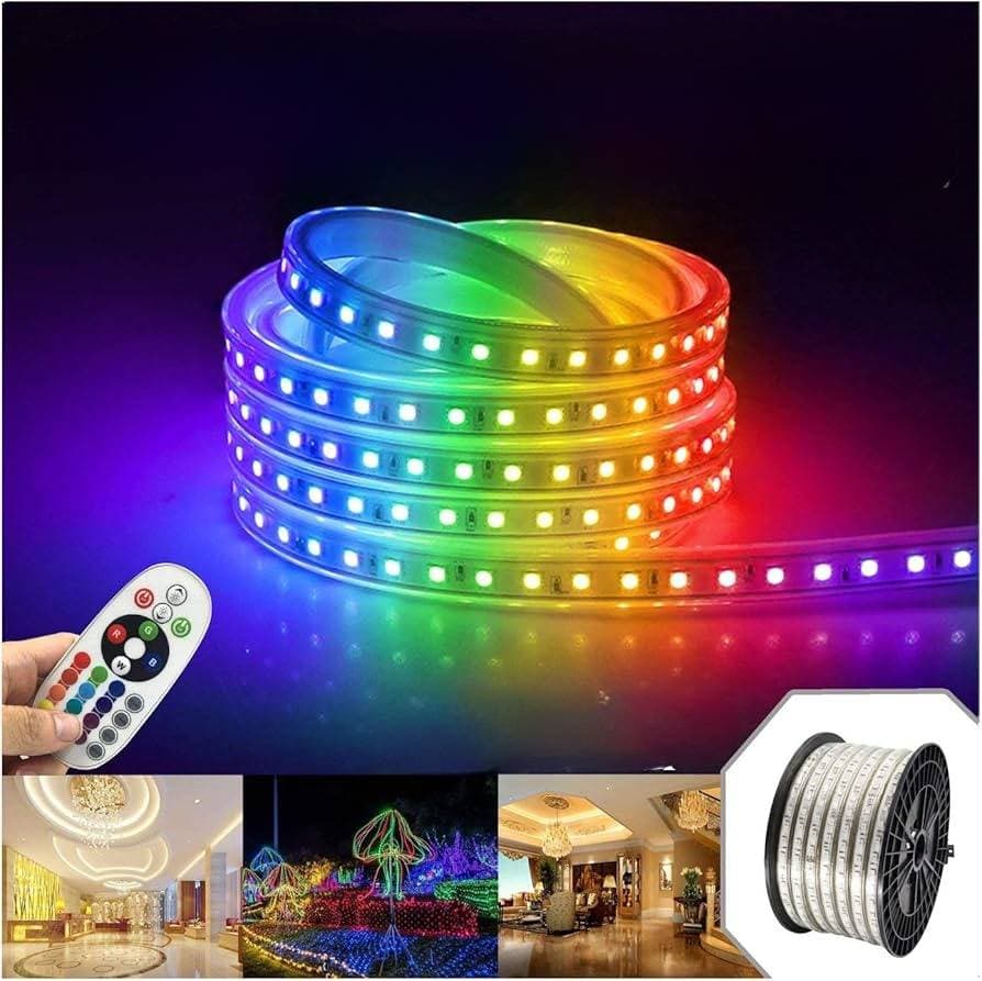 ریسه هفت رنگ RGB ریموت دار ضدآب 5 متری