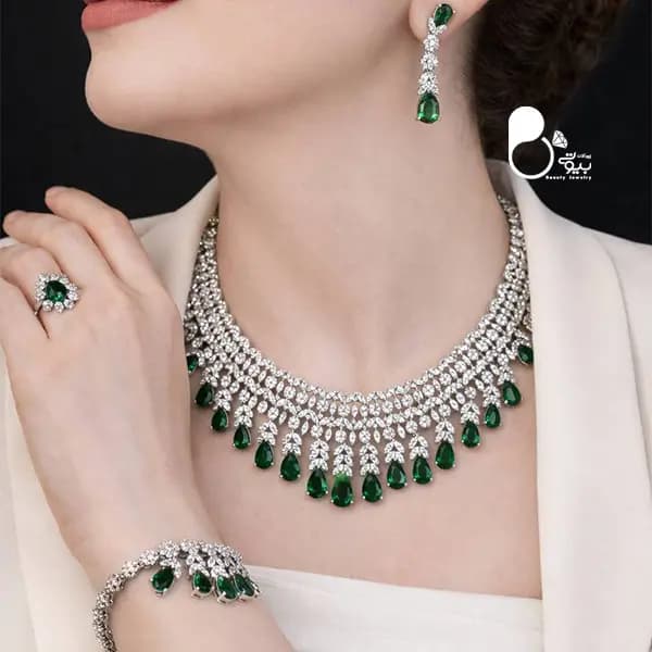 سرویس سوپر فول جواهری وارداتی زمردی