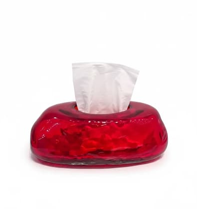 جا دستمالی شیشه ای دفرمه موج دار شفاف متوسط با رنگبندی .M