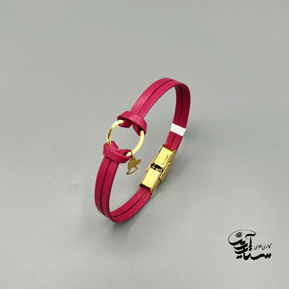 دستبند چرم و طلا زنانه کد 1201