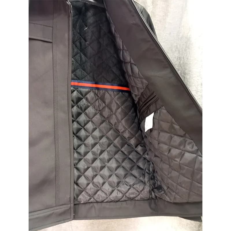 کاپشن ساتنا 4 جیب مشکی مردانه یقه کتی – در 4 سایز L، XL، XXL و XXXL — تصویر ۳