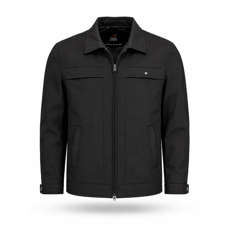 کاپشن ساتنا 4 جیب مشکی مردانه یقه کتی – در 4 سایز L، XL، XXL و XXXL