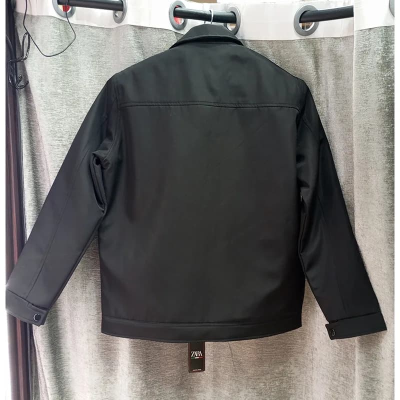 کاپشن ساتنا 4 جیب مشکی مردانه یقه کتی – در 4 سایز L، XL، XXL و XXXL — تصویر ۷