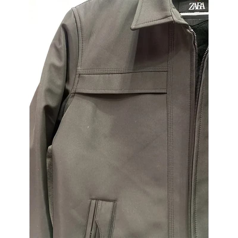 کاپشن ساتنا 4 جیب مشکی مردانه یقه کتی – در 4 سایز L، XL، XXL و XXXL — تصویر ۸