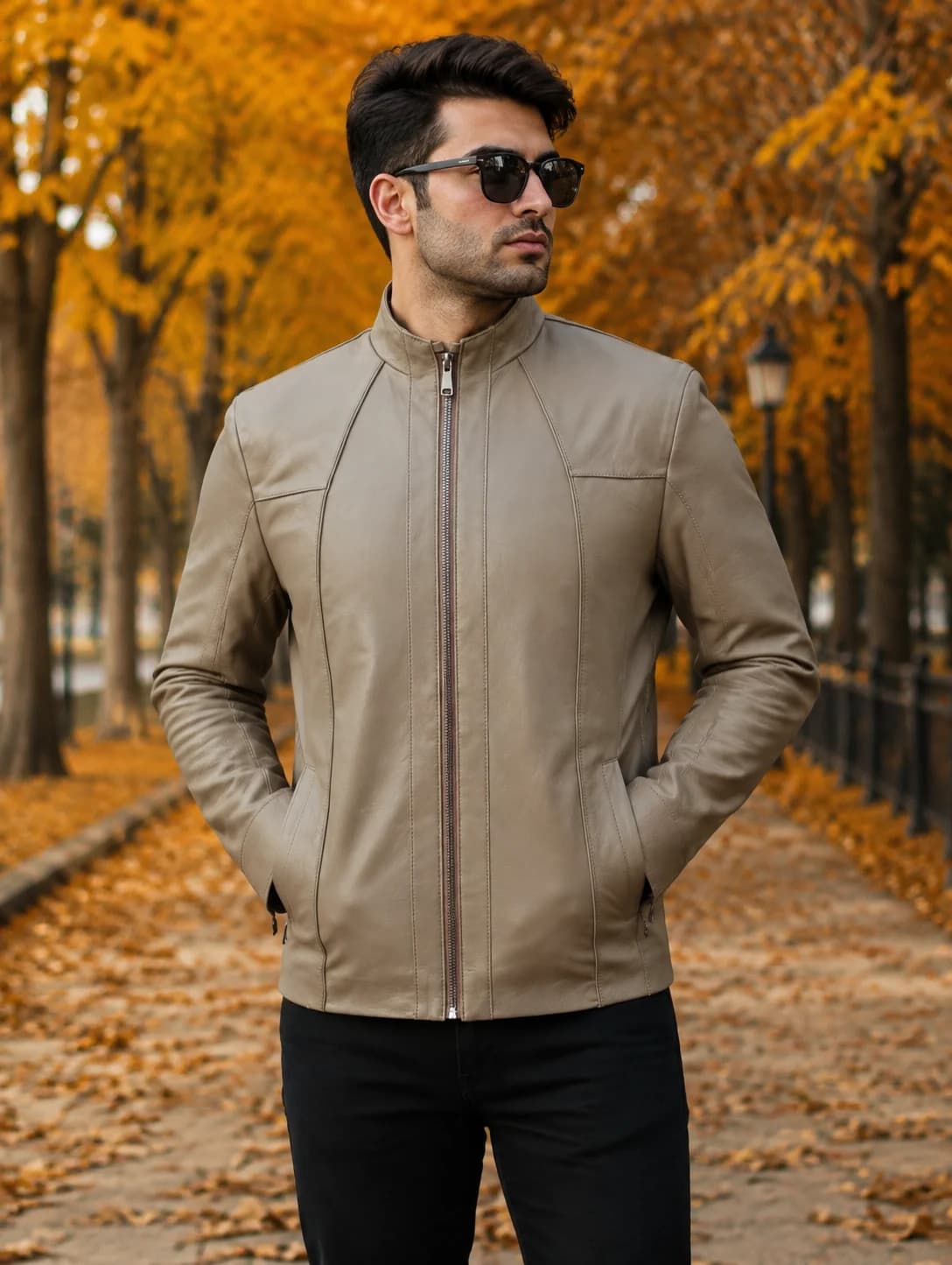 کاپشن چرم طبیعی مردانه مدل K501 در ۶ رنگ در 7 سایز از چرم طبیعی گوسفندی — تصویر ۲