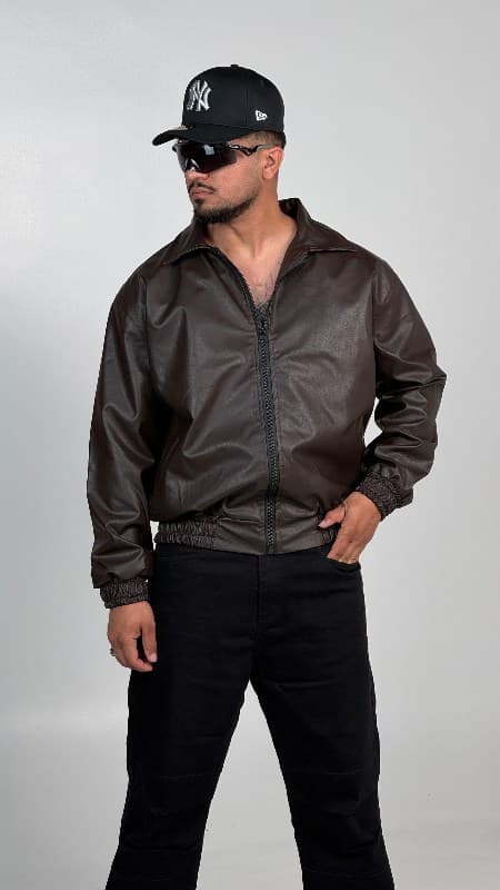 کاپشن چرم شکلاتی