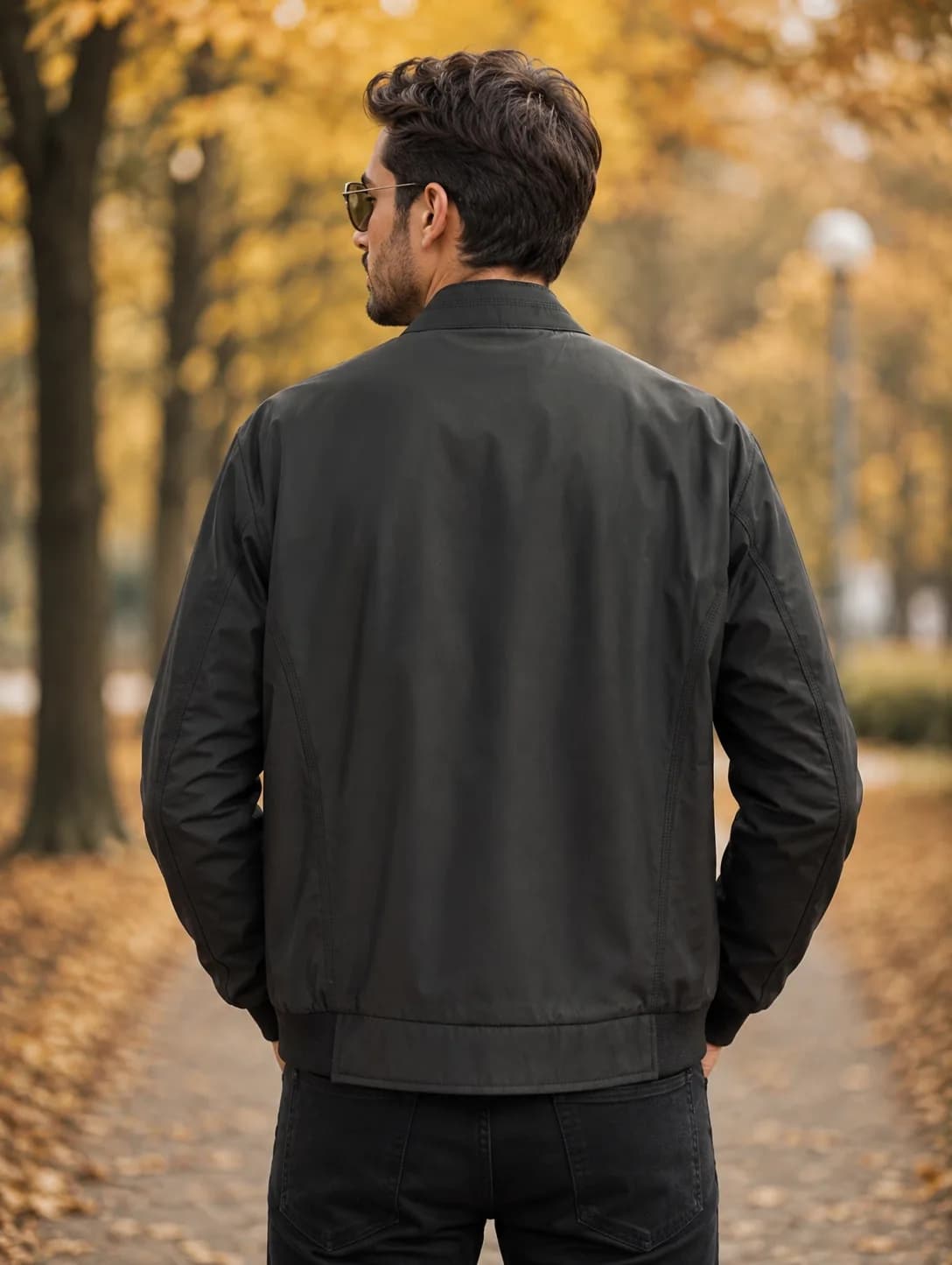 کاپشن مردانه ساتنا مشکی پایین کش | خرید در سایز XL تا XXXXL — تصویر ۳