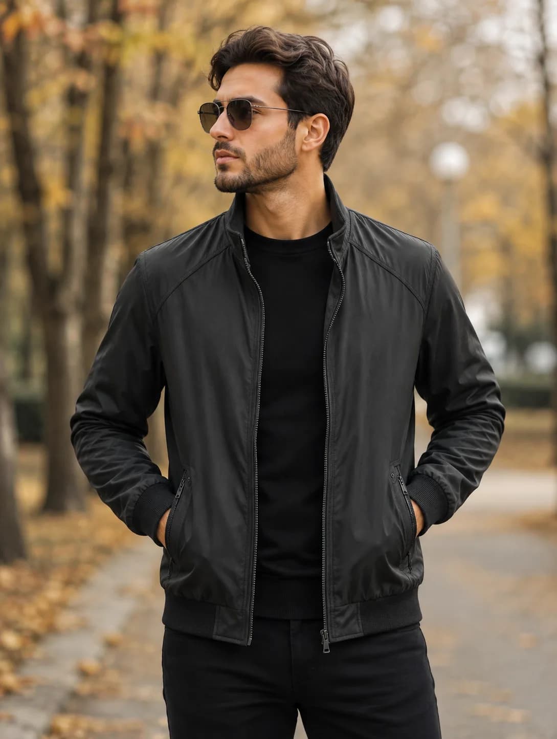 کاپشن مردانه ساتنا مشکی پایین کش | خرید در سایز XL تا XXXXL — تصویر ۲