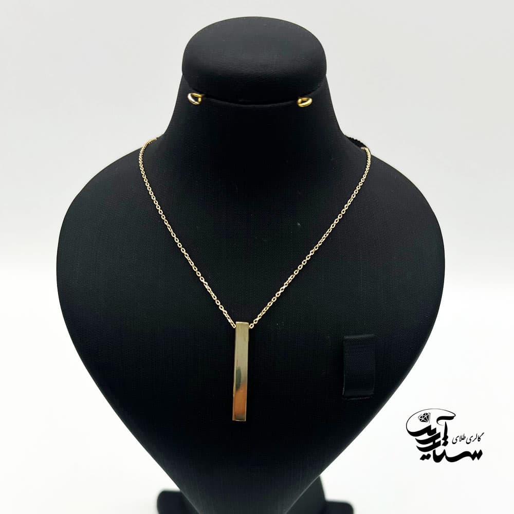 پلاک طلا مکعب خطی بدون زنجیر