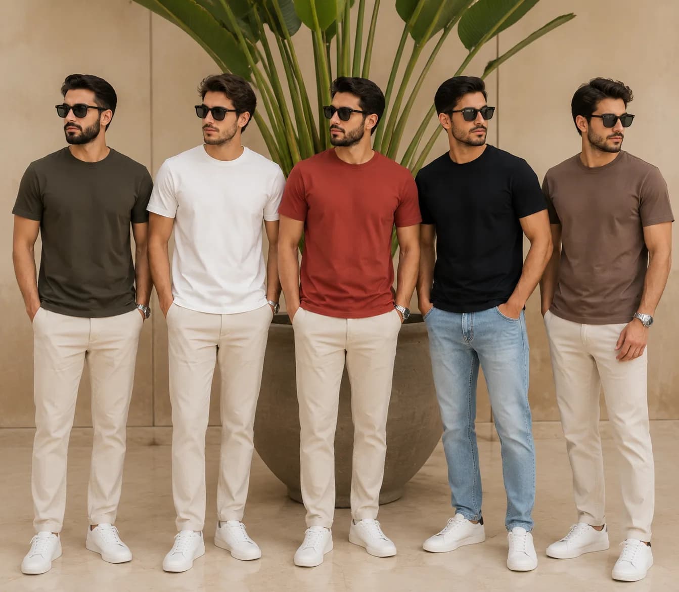 تیشرت نخ پنبه مردانه – سایز XXL و XXXL در 10رنگ مختلف — تصویر ۲