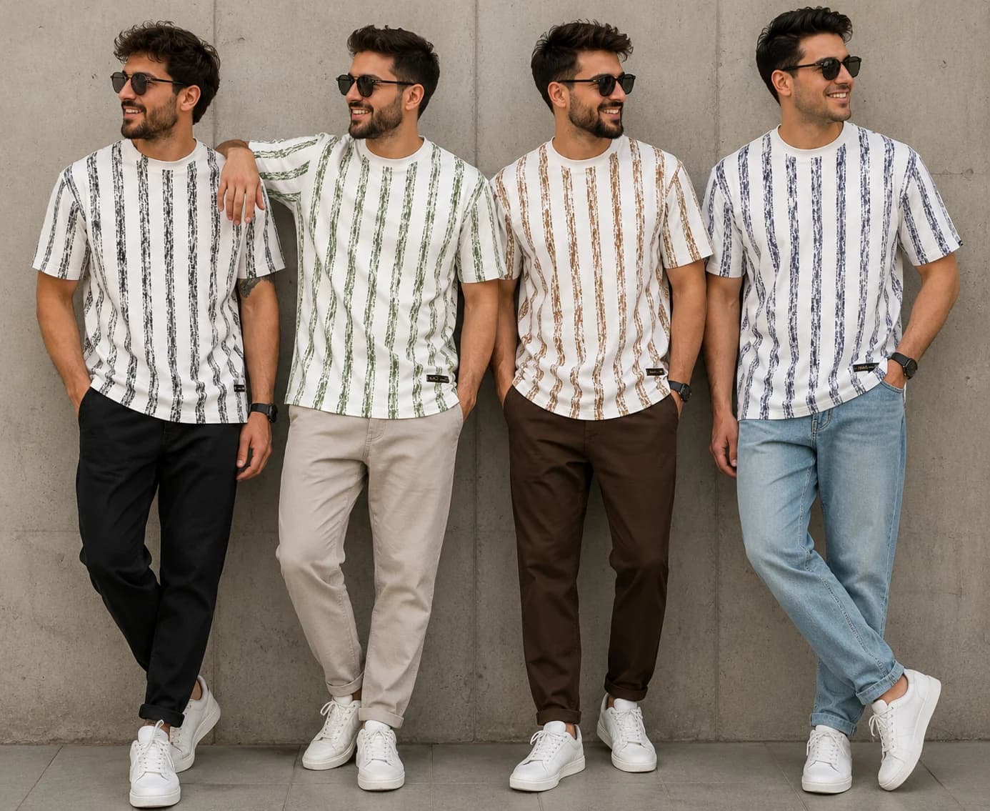 تی‌شرت نخی چاپی یقه گرد جیب‌دار — تصویر ۳
