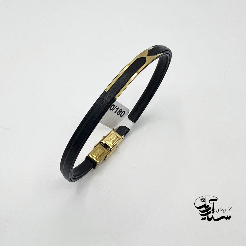 دستبند چرم و طلا کد 1168