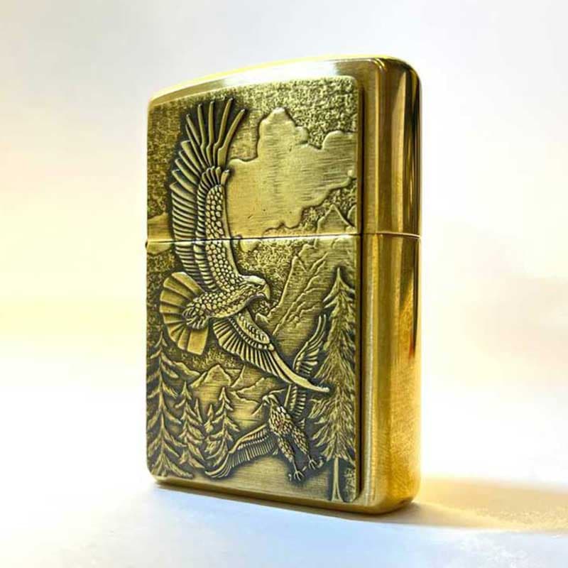 فندک زیپو اصل پلاکدار عقاب طلایی مدل 20854 zippo