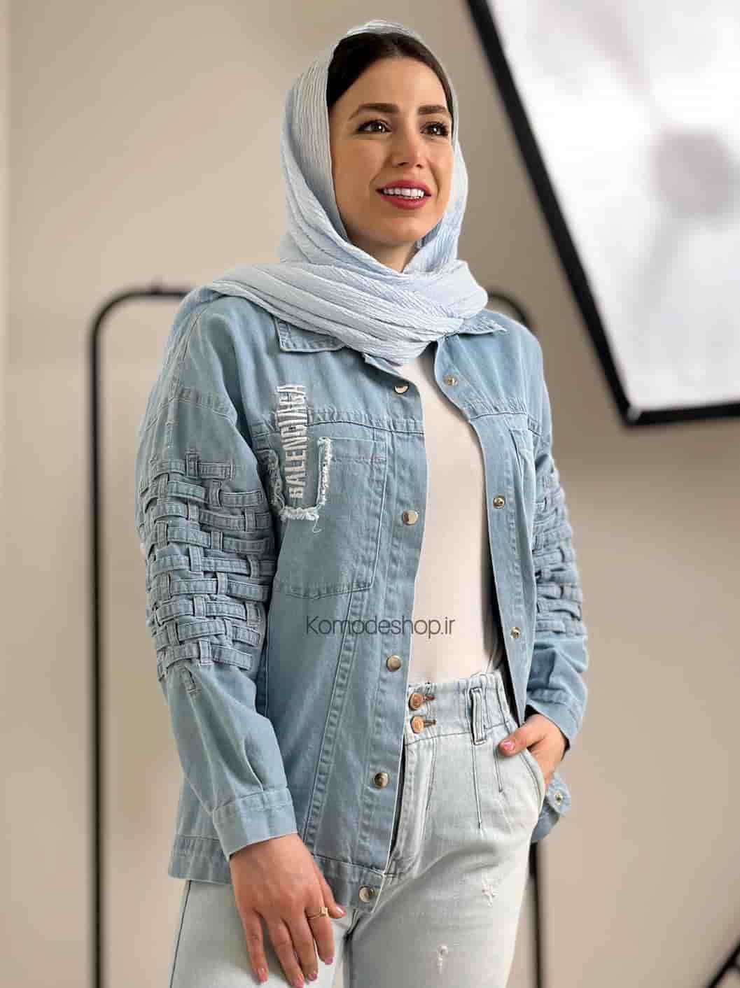 کت جین کاغذی آستین حصیری بالنسیاگا