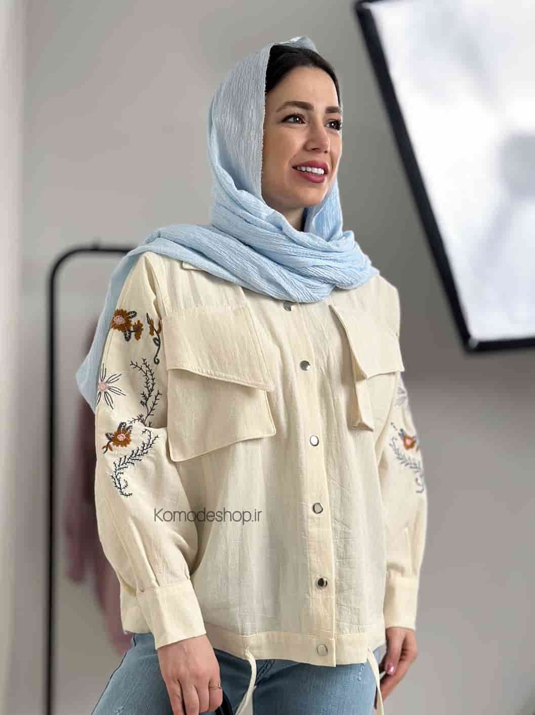 شومیز نچرال گلدوزی پایین گتدار