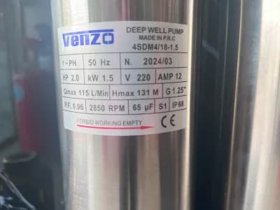 شناور استیل 1.1/4 اینچ 131 متری تک فاز ونزو مدل 4SDM4-18-1.5 — تصویر ۶