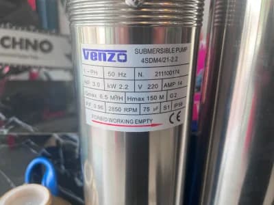 شناور استیل 2 اینچ 150 متری تک فاز ونزو مدل 4SDM4-21-2.2 — تصویر ۶