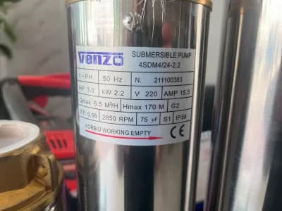 شناور استیل 2 اینچ 170 متری تک فاز ونزو مدل 4SDM4-24-2.2 — تصویر ۶