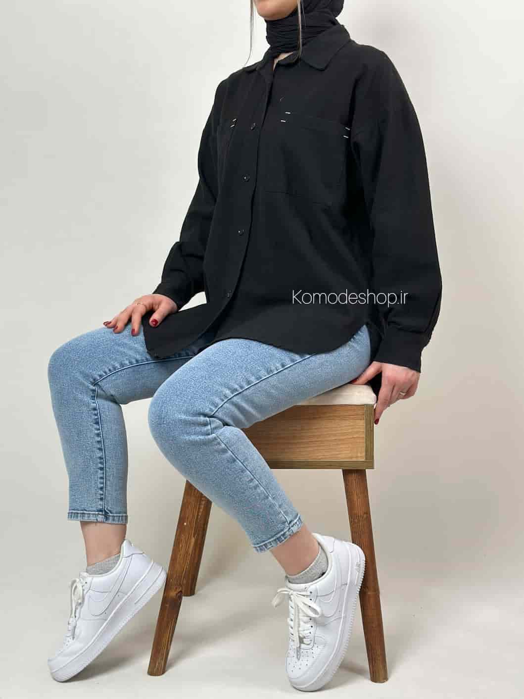 شومیز لینن دو جیب هلیا — تصویر ۷