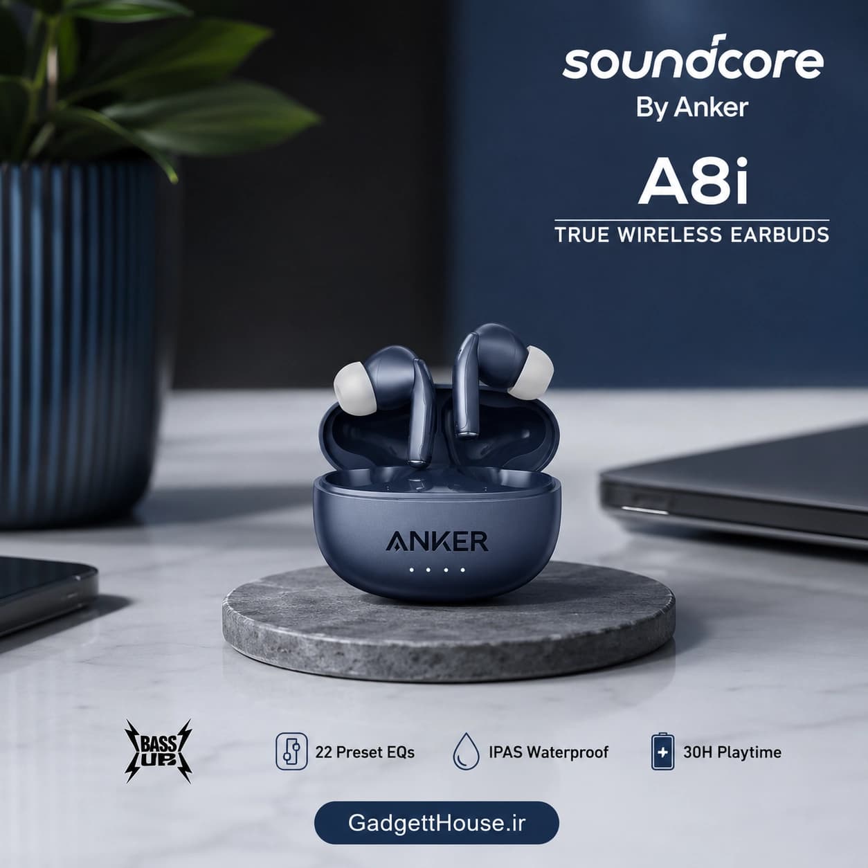 هدفون بلوتوثی انکر مدل Soundcore A8i + — تصویر ۴