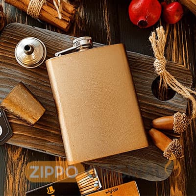 فلاسک جیبی طرح طلایی با شات