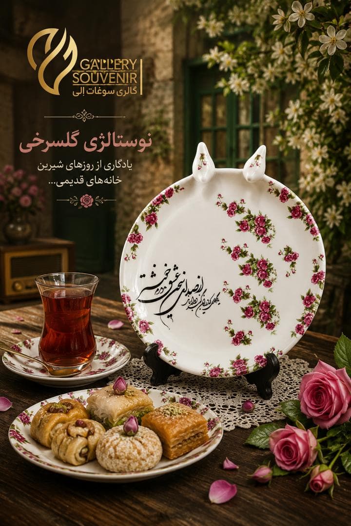 سینی گرد ۲۵ سانتی گلسرخی — تصویر ۲