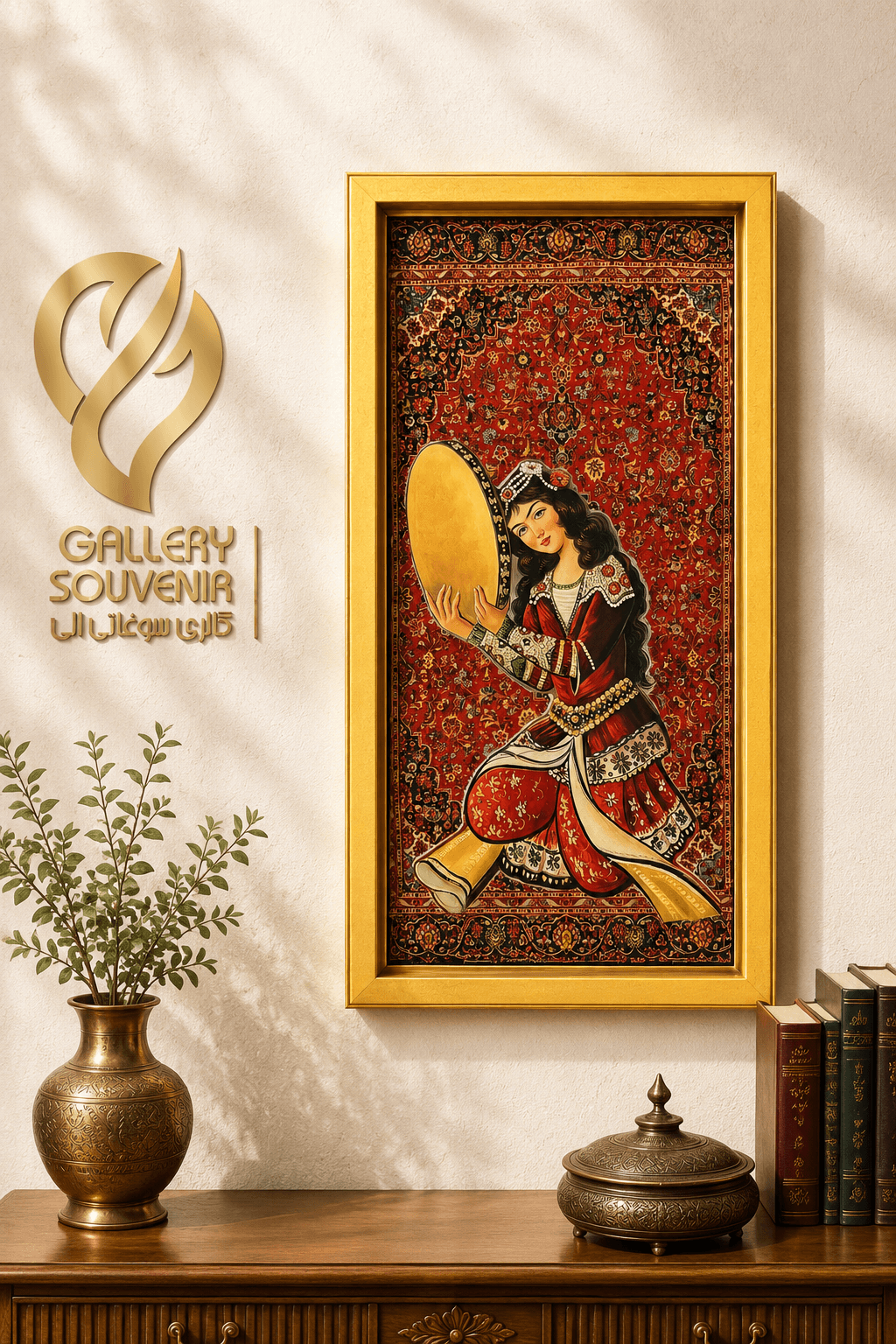 سینی مزه یا دیوارکوب چوبی ملکه فرش ۲۰*۴۰ سانت