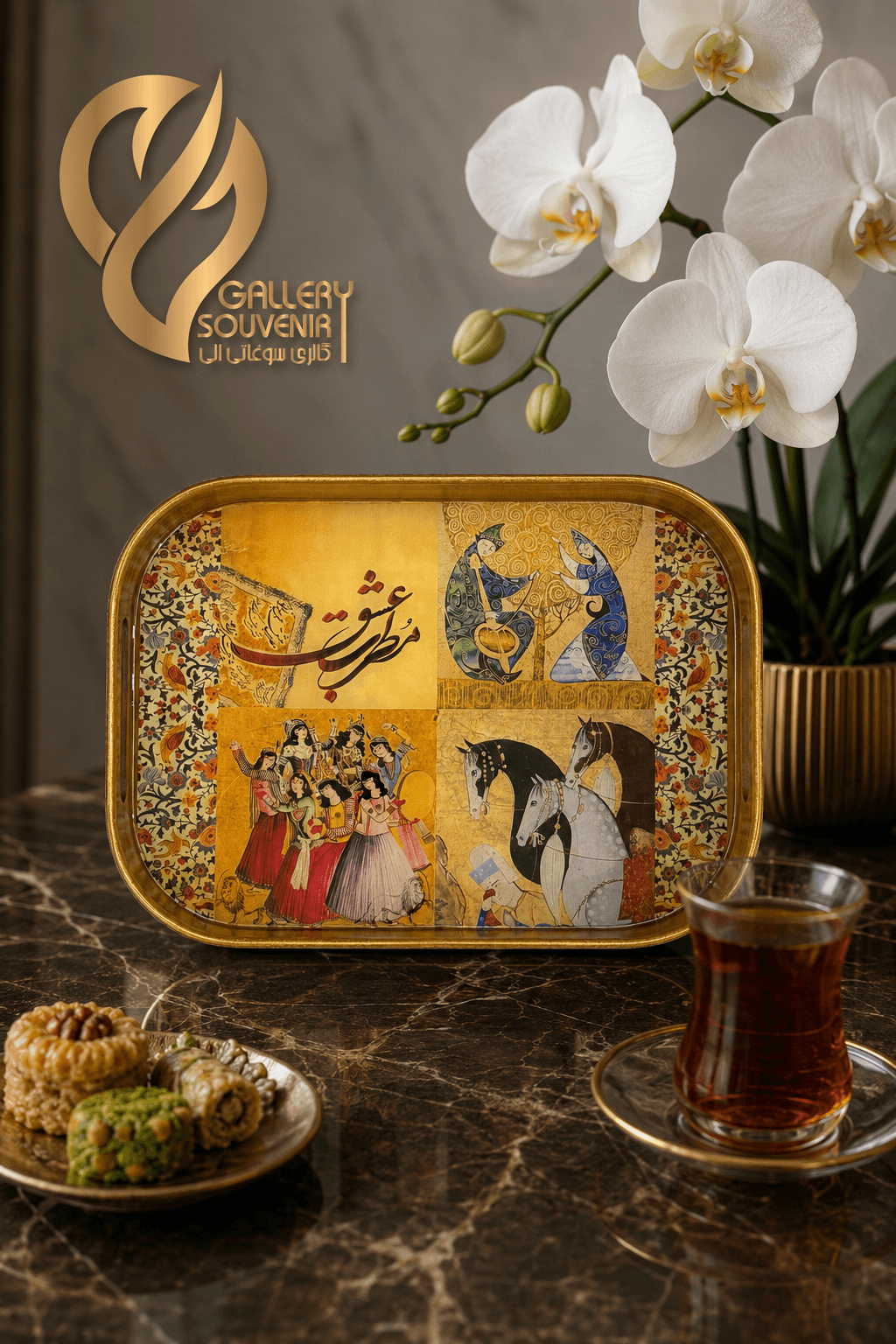 سینی چوبی مطرب عشق ۲۴*۳۴ سانت