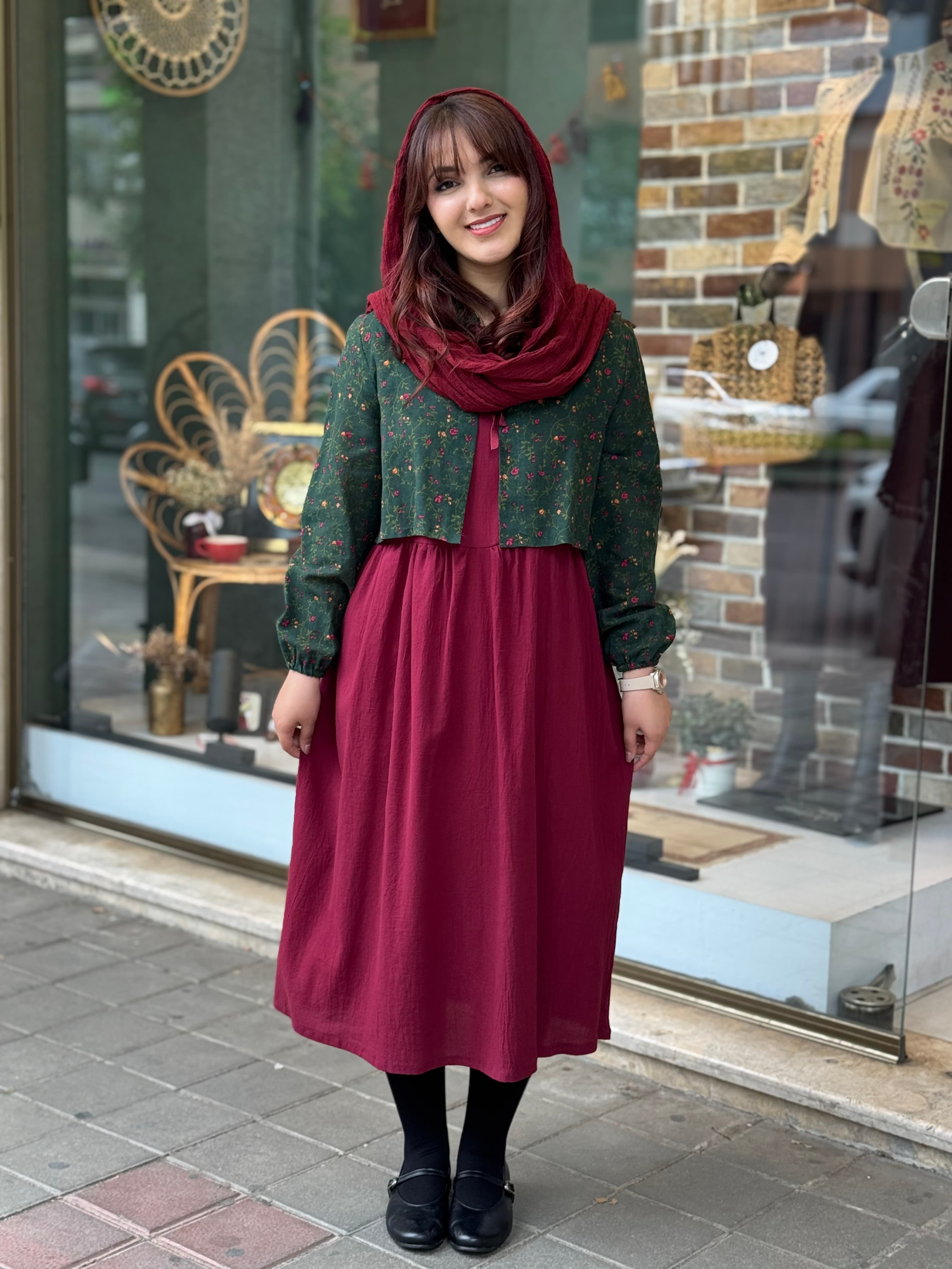 ست دو تیکه گندم زرشکی سبز