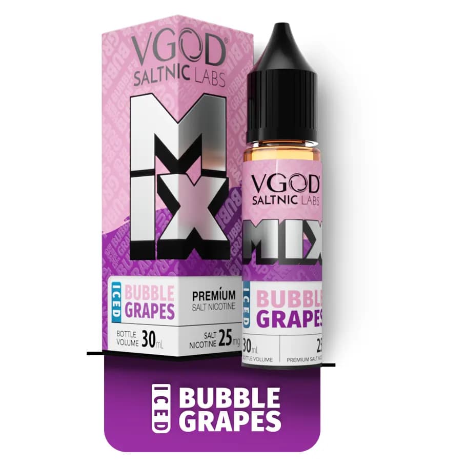سالت نیکوتین میکس انگور آدامس بادکنکی یخ ویگاد | VGOD Mix Iced Bubble Grapes SaltNic — تصویر ۳