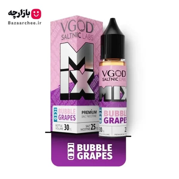 سالت نیکوتین میکس انگور آدامس بادکنکی یخ ویگاد | VGOD Mix Iced Bubble Grapes SaltNic — تصویر ۲