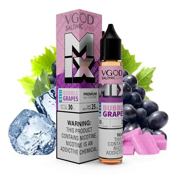 سالت نیکوتین میکس انگور آدامس بادکنکی یخ ویگاد | VGOD Mix Iced Bubble Grapes SaltNic — تصویر ۵