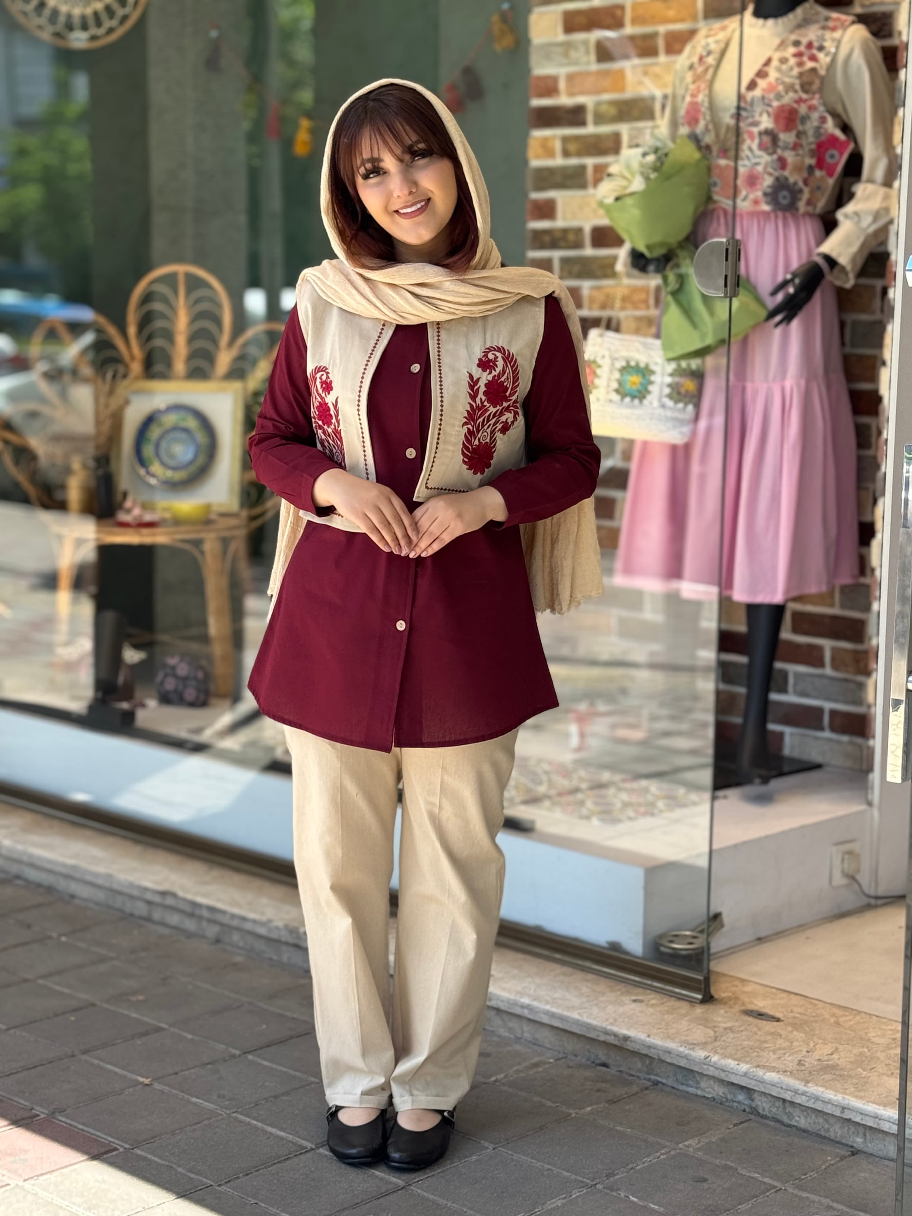 ست سه تیکه پناه کرم زرشکی
