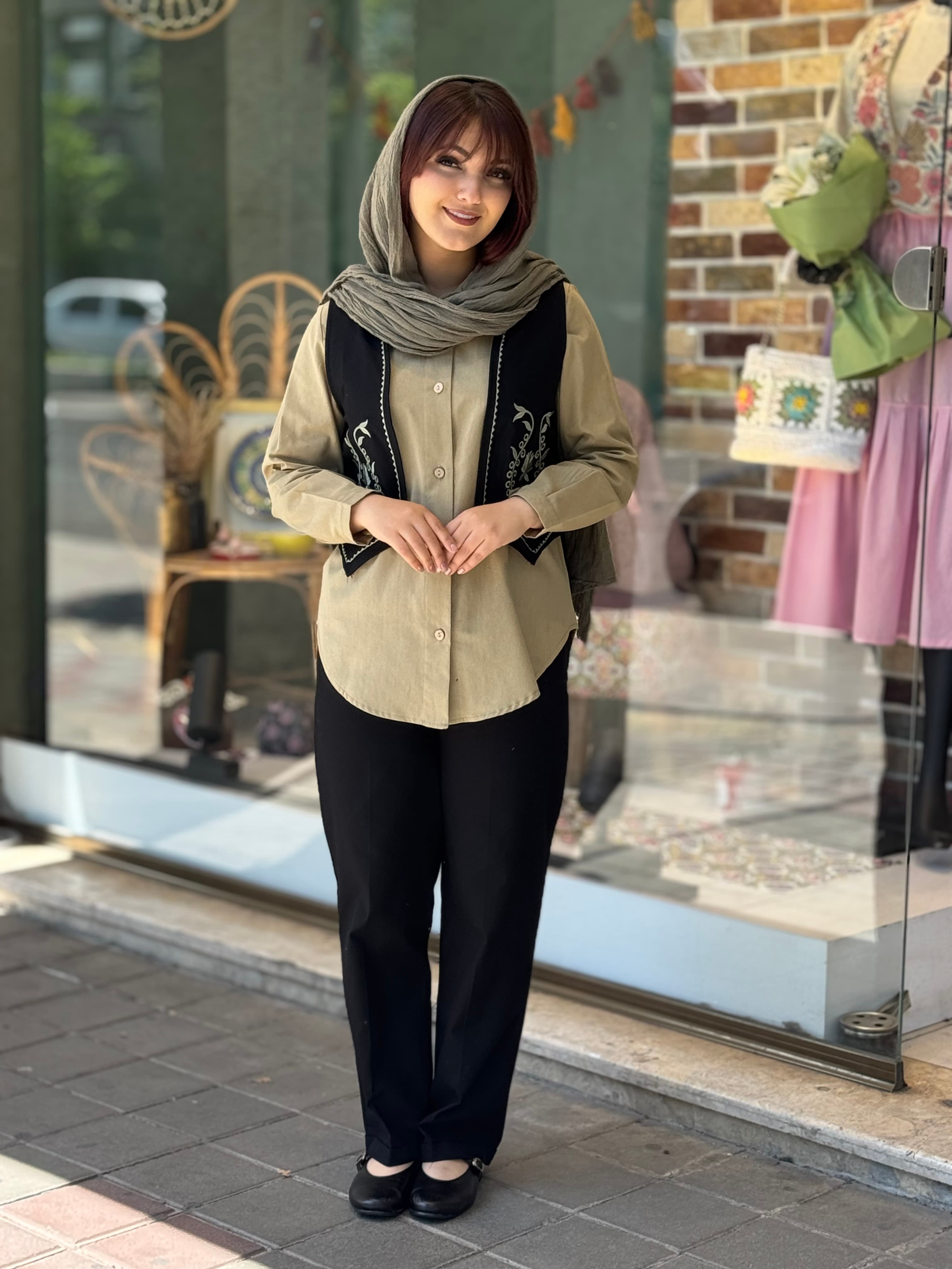ست سه تیکه تارا مشکی خاکی(سدری)