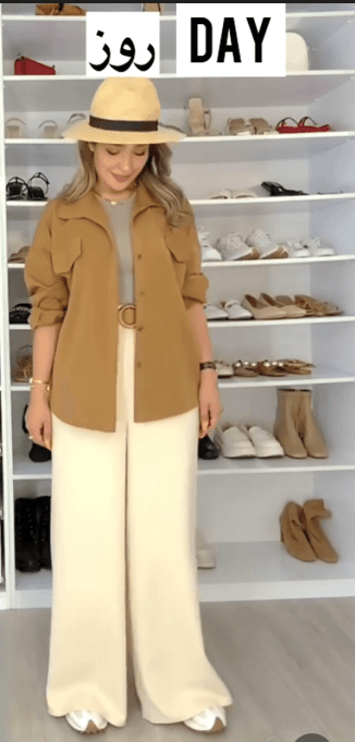شلوار زنانه بگ کمرکش مازاراتی آبی مدل روژان — تصویر ۳
