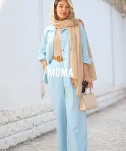 شلوار زنانه بگ کمرکش مازاراتی آبی مدل روژان