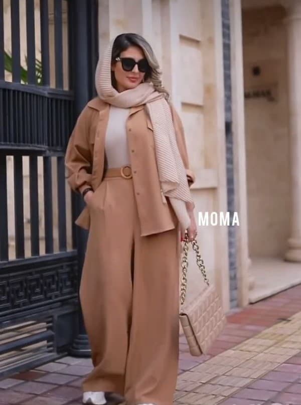 شلوار زنانه بگ کمرکش مازاراتی آبی مدل روژان — تصویر ۲