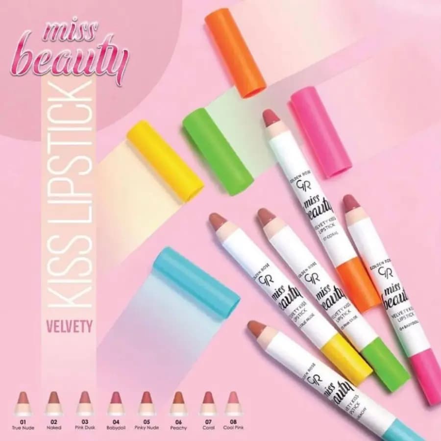 رژ لب مدادی گلدن رز میس بیوتی Velvety Kiss — تصویر ۶