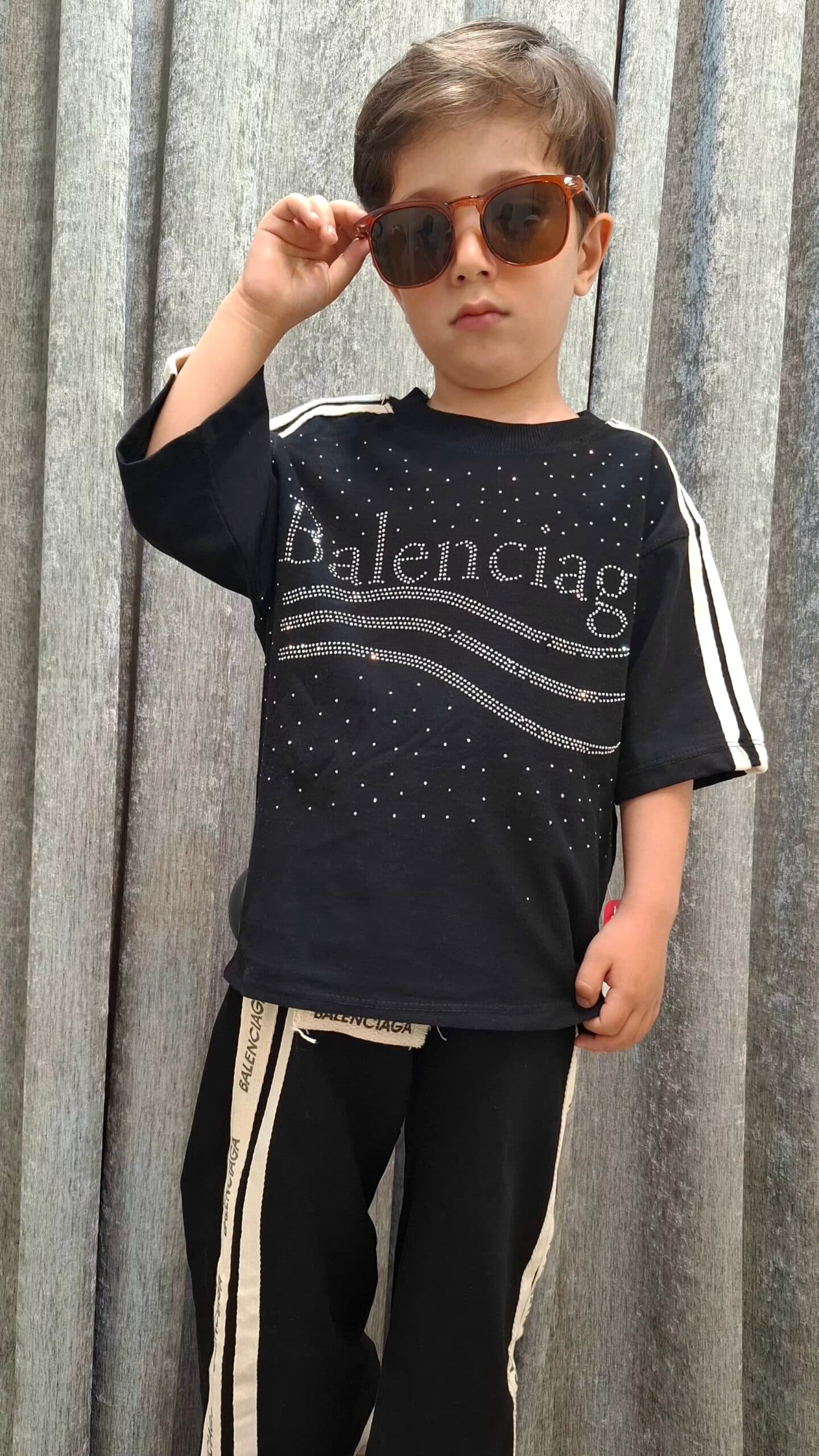 ست تیشرت و شلوار Balenciaga نخی (بچگانه)