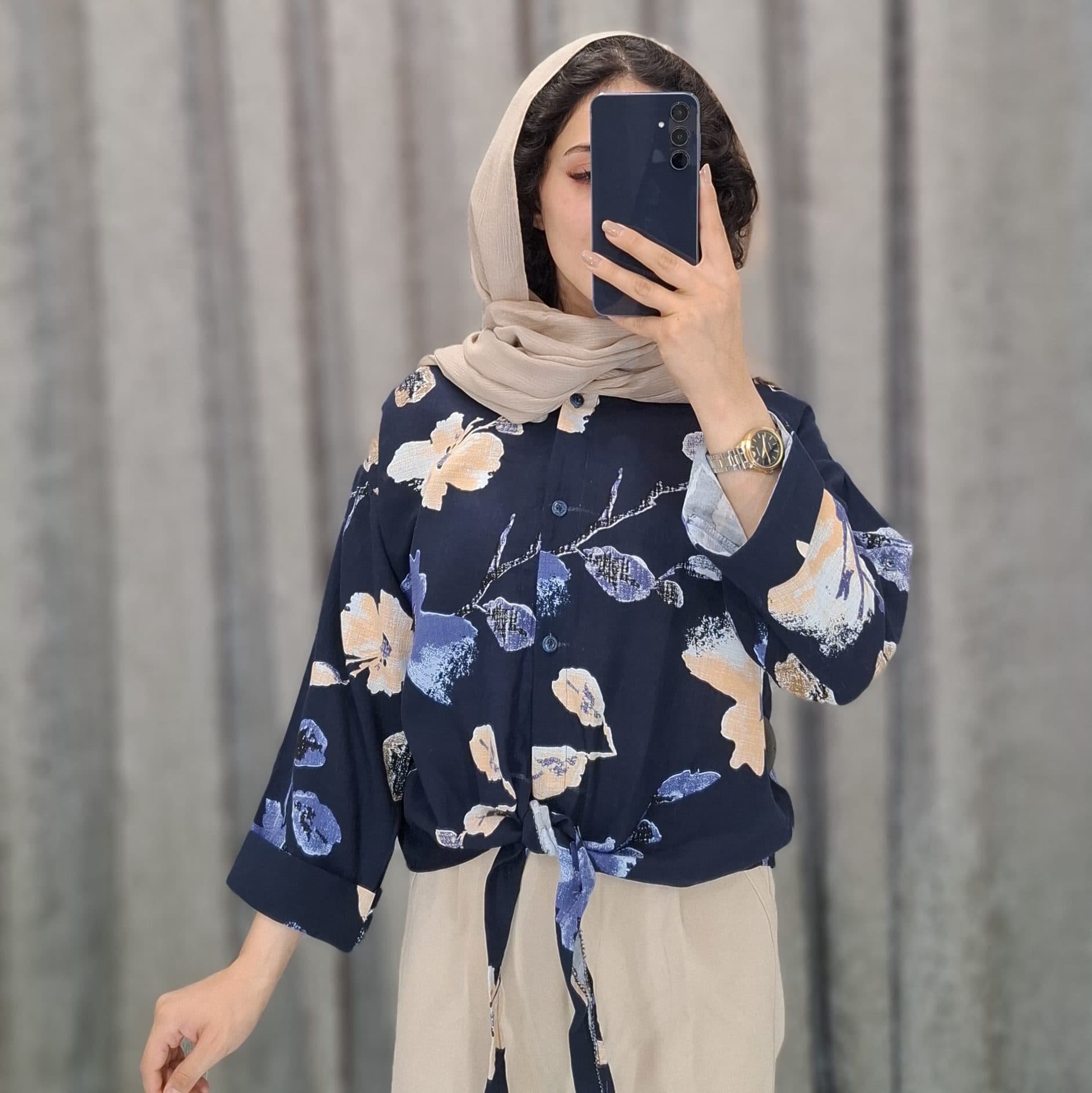 شومیز گلدار گره ای (زنانه)