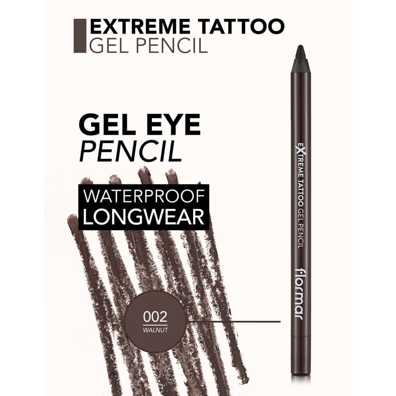 مداد چشم ژلی فلورمار flormar مدل Extreme Tattoo Gel Pencil کد 002(رنگ Walnut) — تصویر ۵
