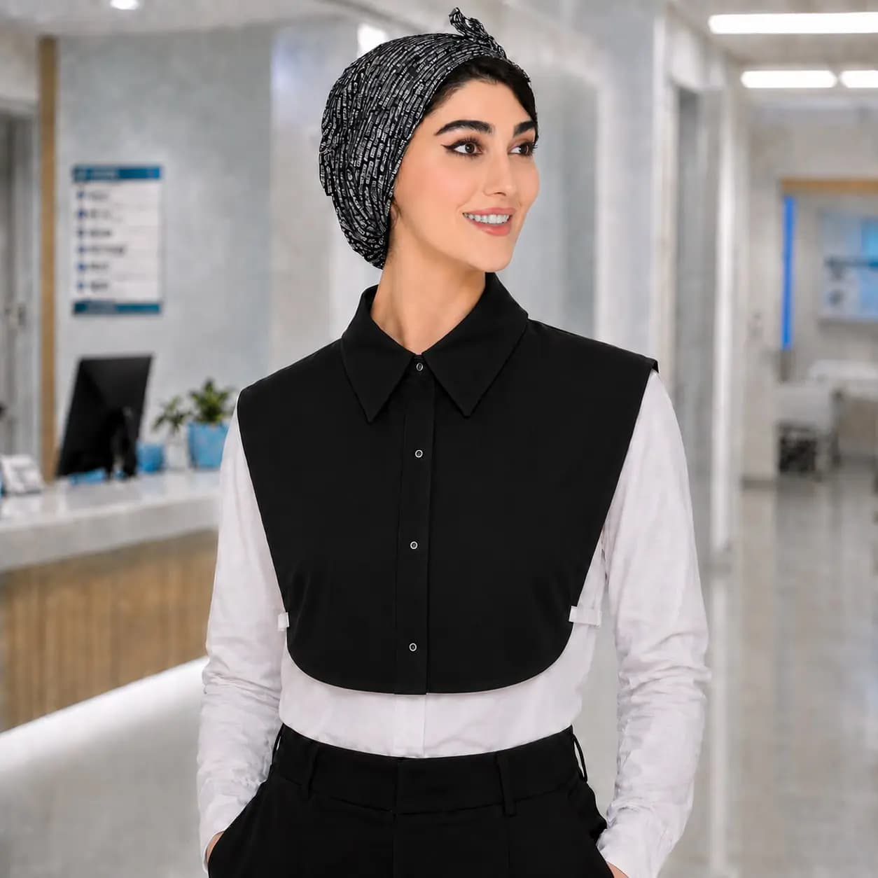 اسکراب یقه حجاب دکمه فلزی مشکی